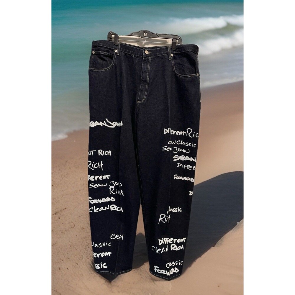 Sean John Oversized Printed Jeans Graffiti Y2K Streetwear Men's Size 40